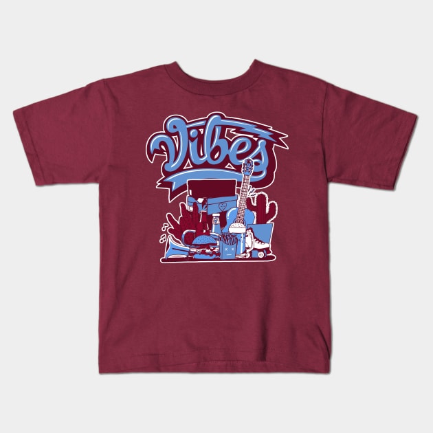 Vibes Valour Blue Team Maroon Kids T-Shirt by funandgames